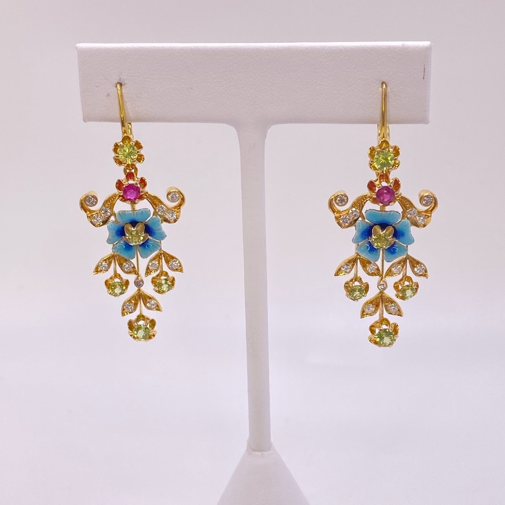 Handmade Gold Floral Dangle Earrings